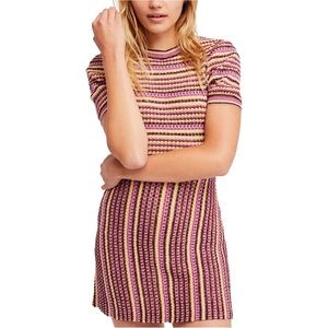 Free People Into You Mini Sweater Dress Stripe NEW Small